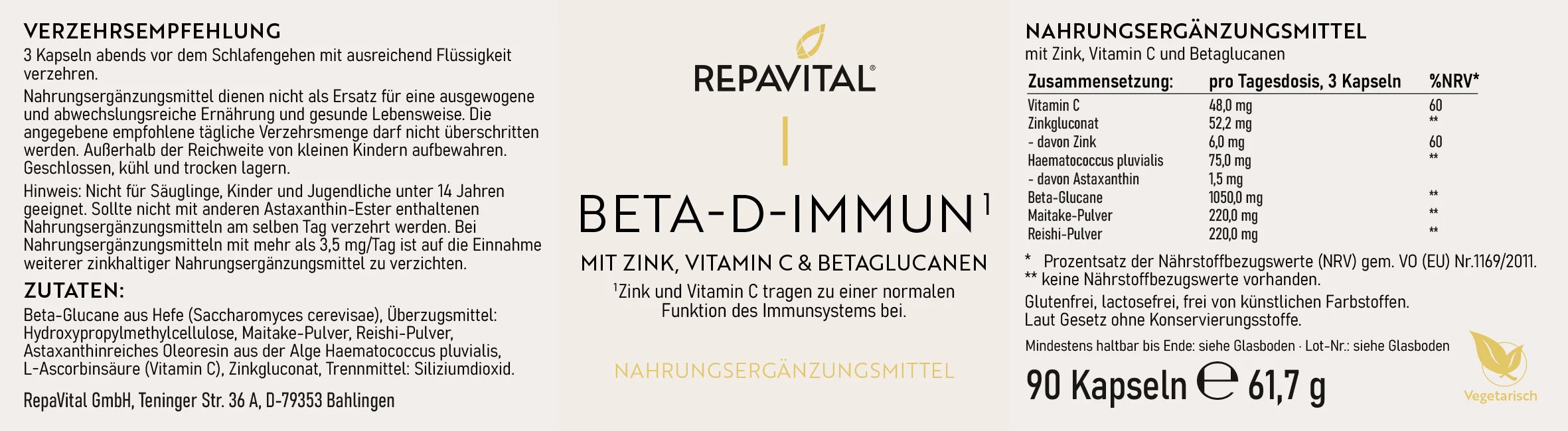 repavital-beta-d-immun-beta-glucane-pilzextrakte-90-kapseln image 2