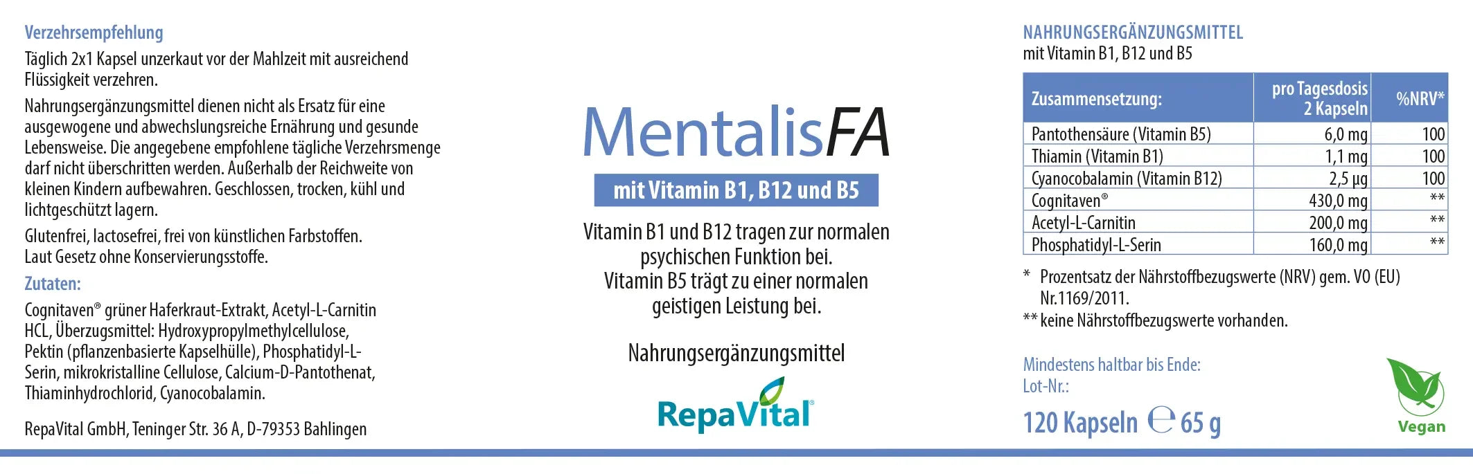 repavital-mentalis-fa-haferkraut-acetyl-l-carnitin-b-vitamine-120-kapseln image 2